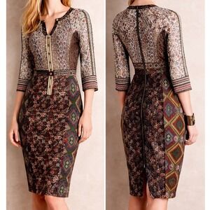 NEW Byron Lars Multi Media Embroidered Floral Sheath Dress Mesh Size 8